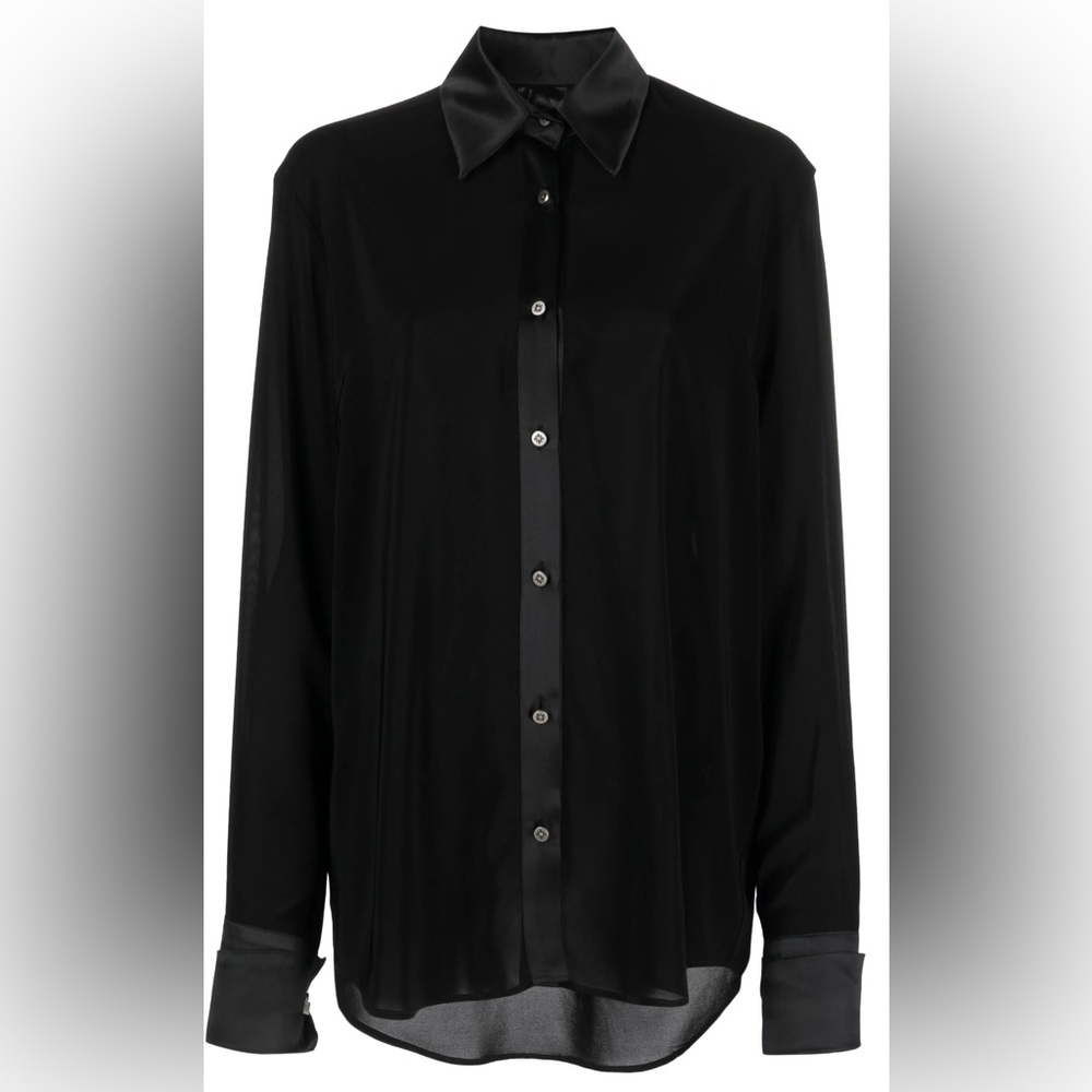 John Richmond pointed-collar button-up silk shirt